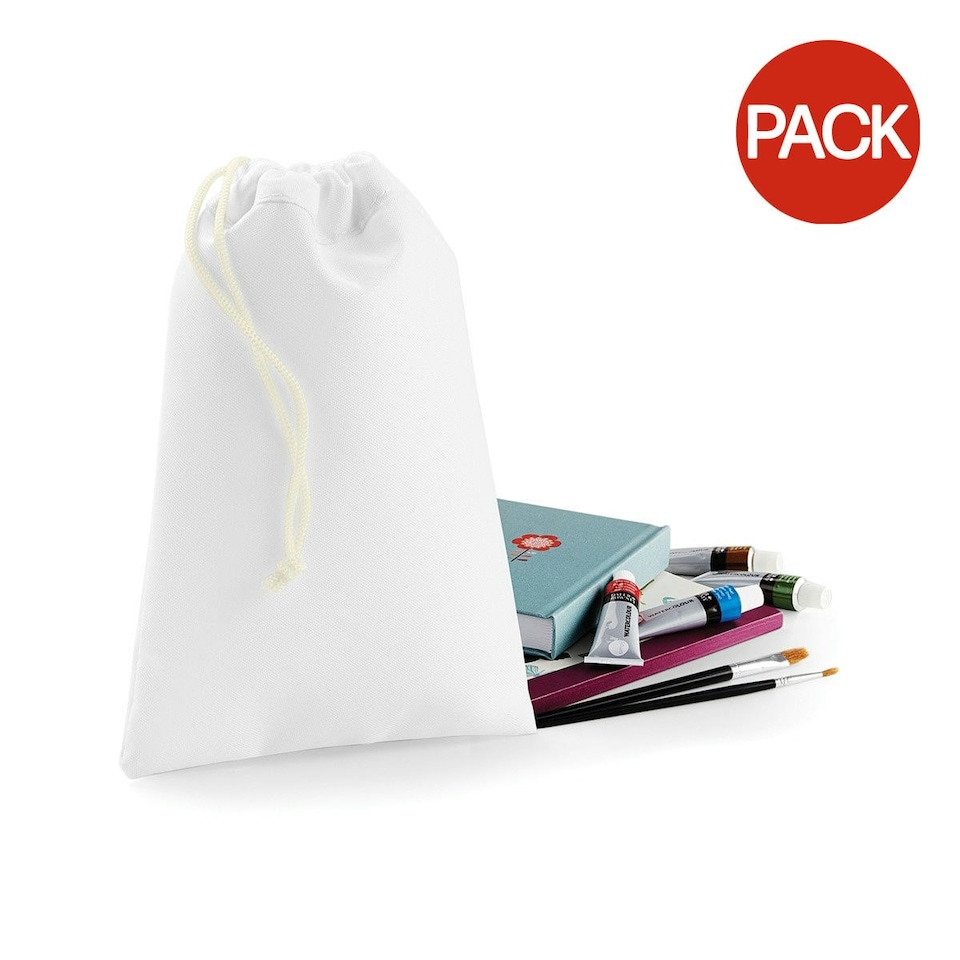 image 1 of Bagbase Sublimation Stuff Bag (4 Sizes) (Pack of 2) - White - S | White | S