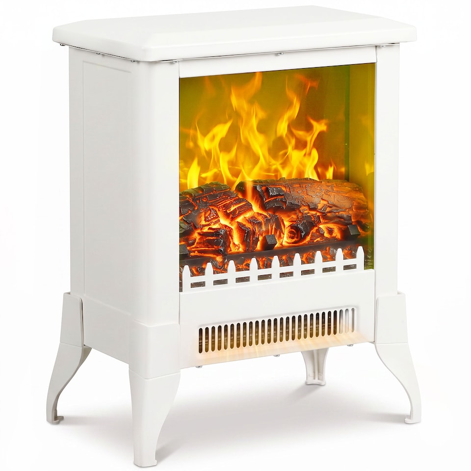 image 1 of HOMCOM Electric Fireplace Stove, Freestanding Fireplace Heater W/ Flame Effect