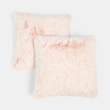 OHS 2 Pack Fluffy Ultra Soft Plush Two Tone Square Cushion Covers | Pink | Blush | 45 x 45 cm