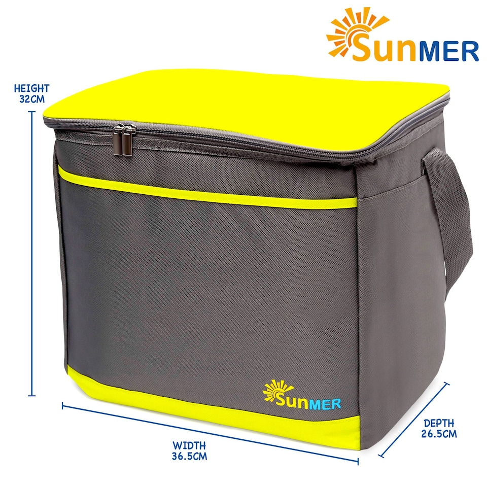 image 1 of SUNMER 30L Cooler Bag with Adjustable Shoulder Strap - Grey & Lime