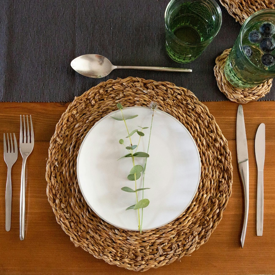 image 1 of Argon Tableware Round Woven Seagrass Placemats - 30cm - Pack of 6 Brown
