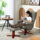 image 2 of HOMCOM Recliner Chair with Footstool, Upholstered Armchair with Adjustable Backrest, Leisure Lounge Chair for Living Room, Bedroom, Grey