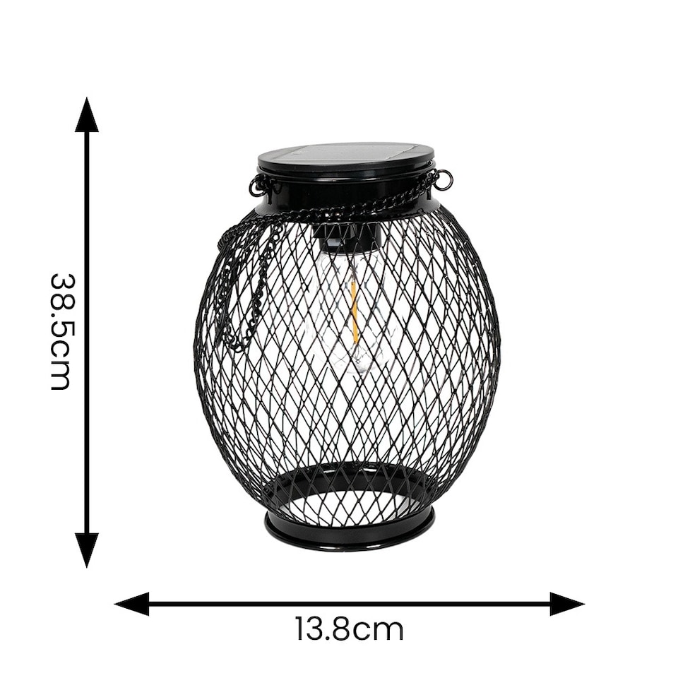 image 1 of ValueLights 2 Pack Solar Powered Outdoor Black Metal Mesh Cage Garden Lantern Lights