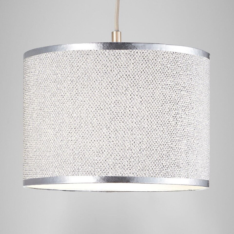 image 1 of Modern and Designer Mini Diamond Silver Glitter Fabric Lamp Shade 25cm Wide | Silver | Silver | 1