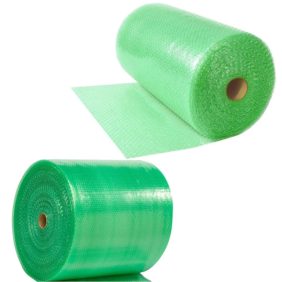 image 1 of 750mm Green Biodegradable Recyclable Polythene 25 Meter Bubble Wrap Roll