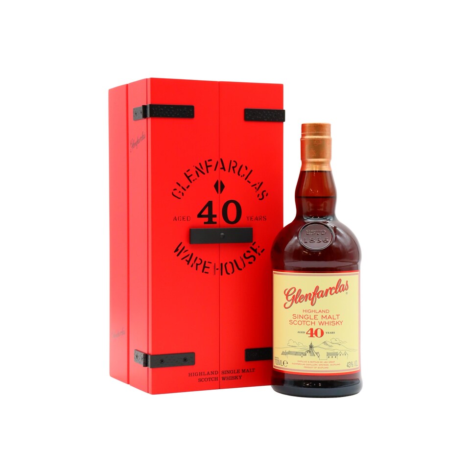 image 1 of Glenfarclas - Highland Single Malt Scotch 40 year old Whisky | Multi | Autumn gold | Sweet taste, followed by a peppering of caramel and chocolate explosions. Sherry power creeping its way to the back of your mouth releasing dark chocolate, raisins and sultanas. | 1