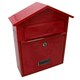 image 2 of Letter Post Mail Box Metal Red Wall Door Gate Fence Garden House Lockable Red