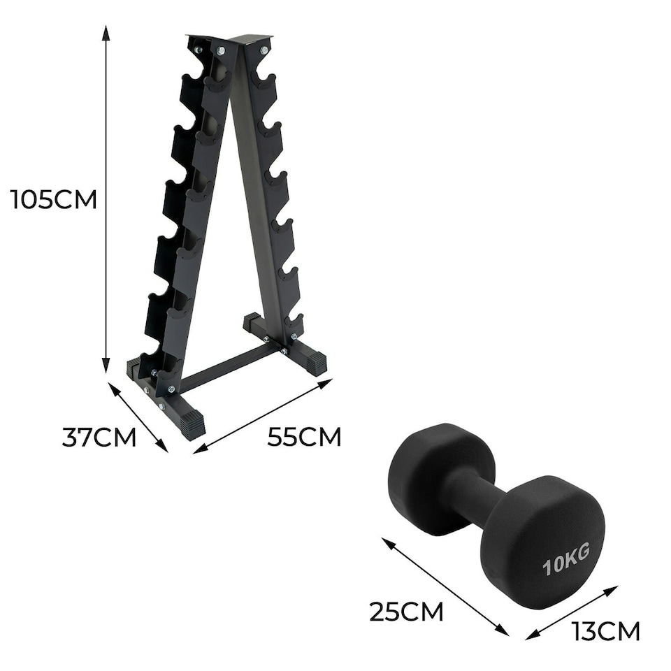 image 1 of Neoprene Dumbbells Set with Rack