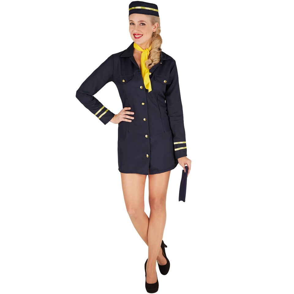 image 1 of Stewardess Costume | Black | black/yellow | S | 1