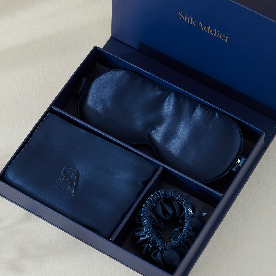 image 1 of Silk Addict 100% Mulberry Gift Set - Navy