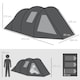 image 5 of Outsunny 3-4 Persons Tunnel Tent, Two Room Camping Tent w/ Windows, Black