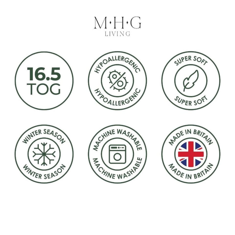 image 1 of MHG Living 16.5 Tog Winter Striped Duvet|Anti-Allergy Hypoallergenic Hollowfibre Quilt-King