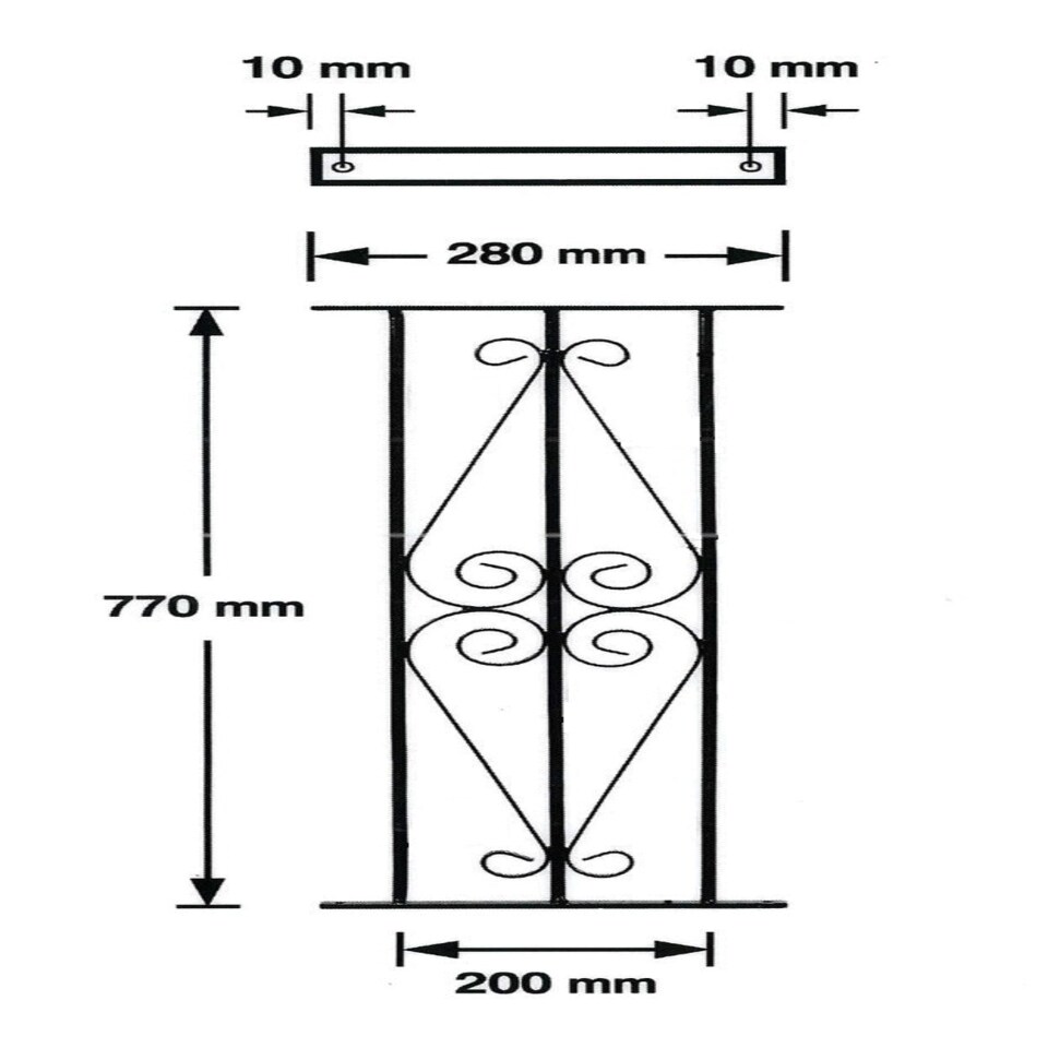 image 1 of Ascot Decking Fence Panels (Pack of 2) - Solid Steel - FIts Gap of 280 mm x 770 mm High - Electro Galvanised/Black Powder Coated Black