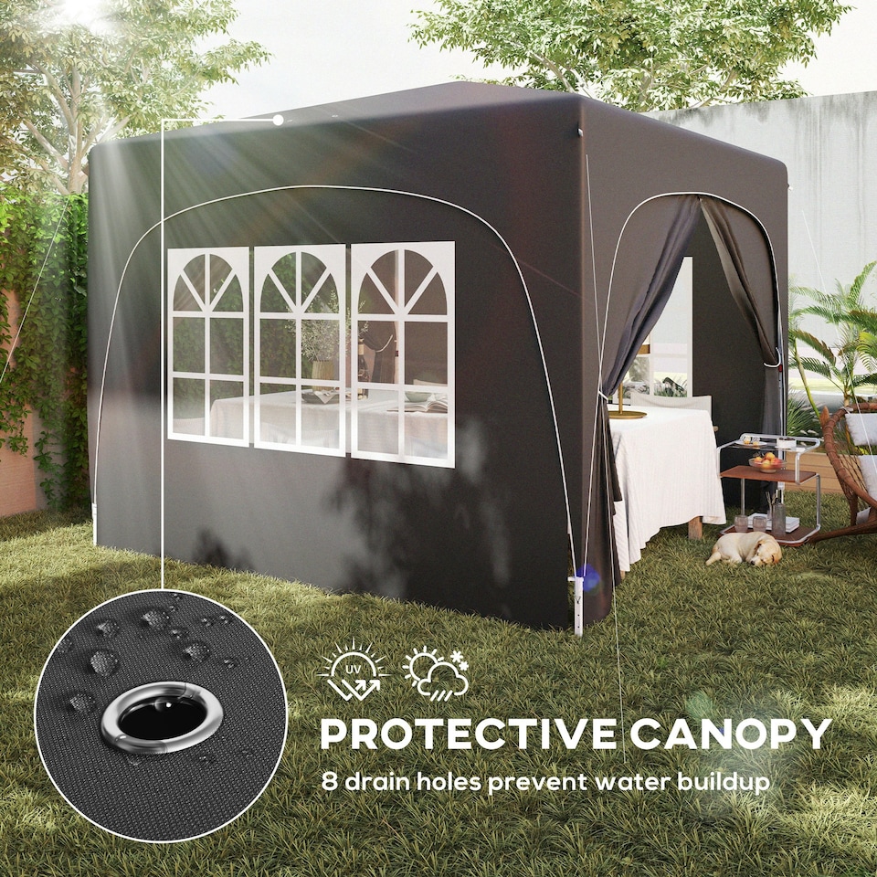 image 1 of Outsunny 3 x 3(m) UPF50+ Pop Up Gazebo with Sides and Carry Bag, Black