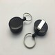 image 3 of Pack of 6 Black Round Key Reels - Retractable Recoil Ring Keyring Belt Clip