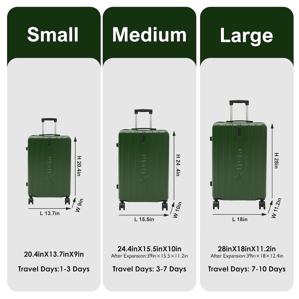 image 1 of Alivio Lightweight Expandable Hard Shell Suitcase with Spinner Wheels (Green)