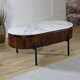 image 2 of Miel Mango Wood Rectangular Fluted Coffee Table With Marble Top and Metal Legs Brown