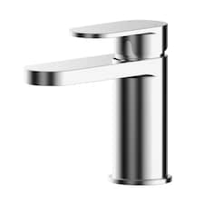 Current Round Mono Basin Mixer Tap Push Button Waste Flat Spout Chrome | Silver | Chrome | 1