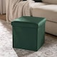 image 1 of OHS Matte Velvet Soft Foldable Cube Footstool Seat Storage Organiser Ottoman | Green | Forest Green