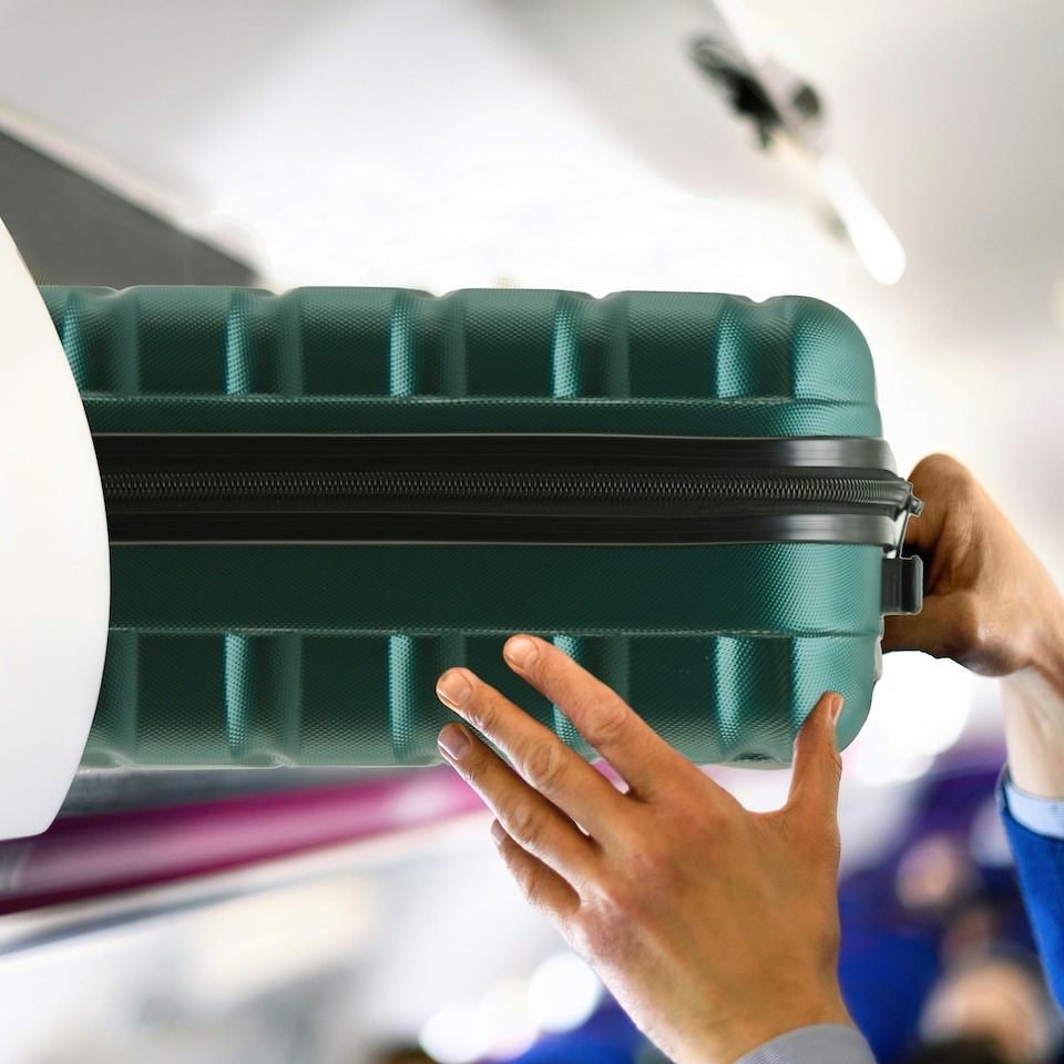 image 1 of Flight Knight Set of 3 Lightweight 4 Wheel ABS Hard Case Suitcases Cabin & Hold Luggage, 100+ Airlines Approved - easyJet, British Airways, Ryanair, Jet2 Green | Forest Green / Black