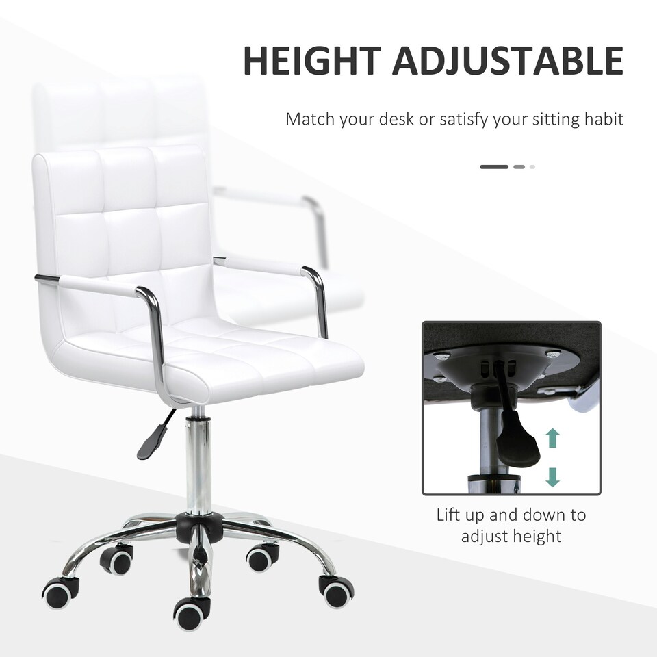 image 1 of Vinsetto Mid Back Home Office Chair Swivel Computer Chair with Armrests, White