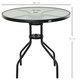 image 5 of Outsunny 80 cm Round Garden Dining Table with Parasol Hole for 4, Outdoor Coffee Bistro End Side Table with Tempered Glass Top and Steel Frame for Patio, Porch, Black