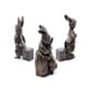 image 1 of Beatrix Potter Bronze Peter Rabbit Plant Pot Feet - Set of 3 - Peter Eating Carrots, Running and Hugging - L6.5 x W8 x H11 cm Brown