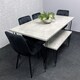 image 9 of Grey Dining Table with Hairpin Legs, Bench & 4 Black Velvet Chairs Set for Kitchen & Dining Room Grey