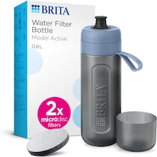 BRITA Sports Water Filter Bottle Model Active Dark Blue (600ml) incl. 2x MicroDisc Filters
