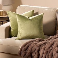 OHS 2 x Matte Velvet Cushion Covers Soft Plain Zip | Green