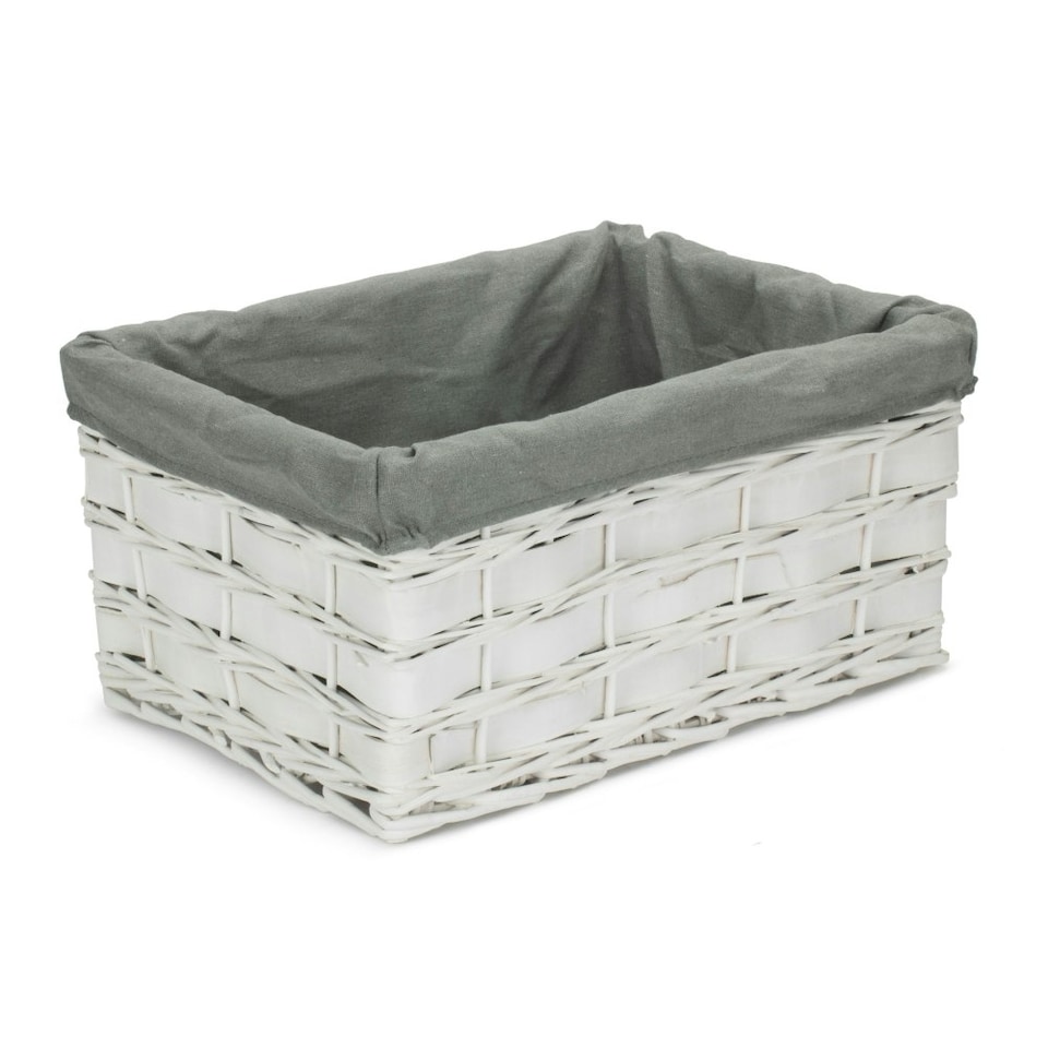 image 1 of White Grey LinedScandi Storage Basket with Grey Lining Grey | Grey | XL