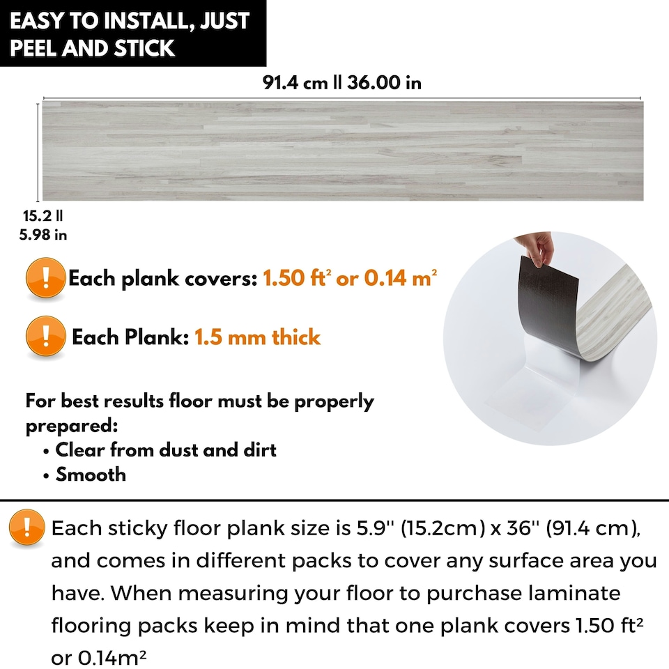 image 1 of Self Adhesive Floor Planks | 36x5.98in (91.4x15.2cm) Each | Peel & Stick Vinyl Flooring | Slatewood Flow Effect | Waterproof Tiles for Home DIY Floors Brown | 4.17 sqm
