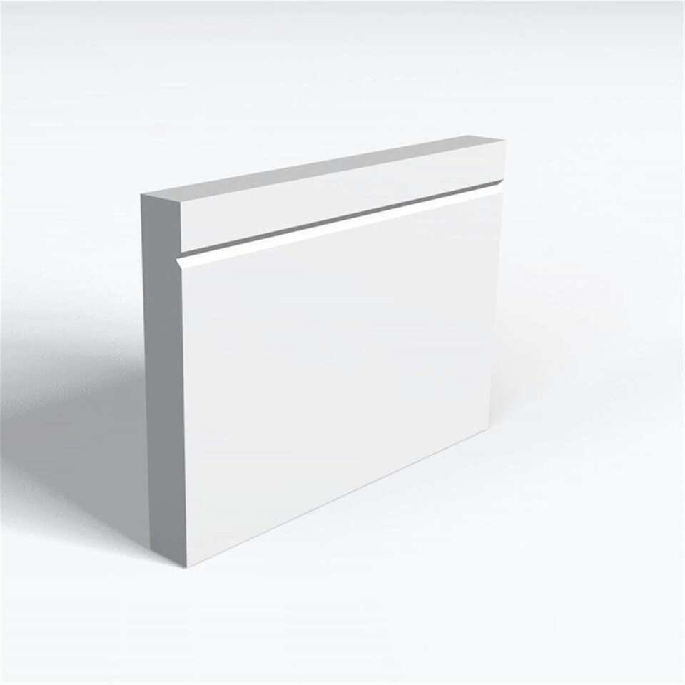 Pack of 15 (Total 15 Units) - Moisture Resistant MDF Primed 1 V Groove Skirting Board - 25mm(T) x 119mm (H) x 3050mm (L)