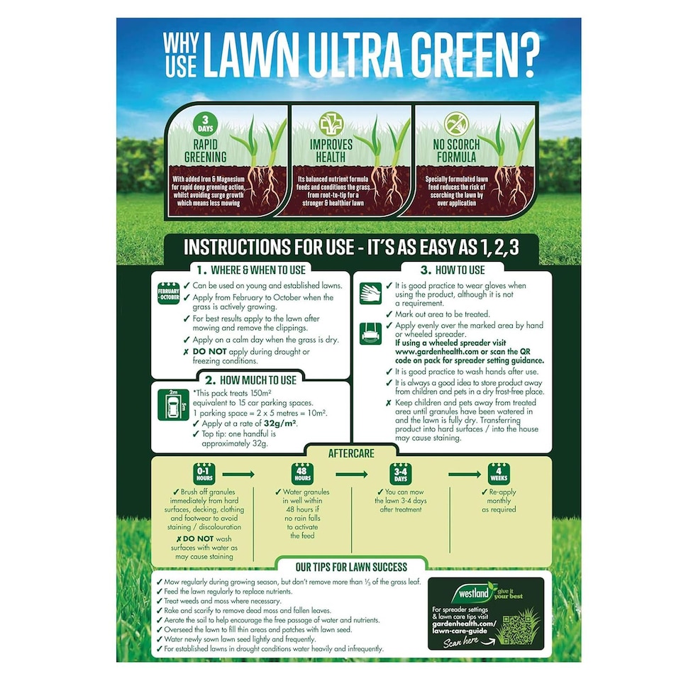 image 1 of Westland Lawn Ultra Green Improves Lawn Health, 350m Coverage Bag