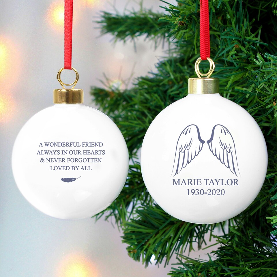image 1 of Personalised Angel Wings Bauble