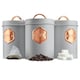 image 1 of Cooks Professional Kitchen Storage Set | 3-Piece | Tea Coffee Sugar | Grey & Copper