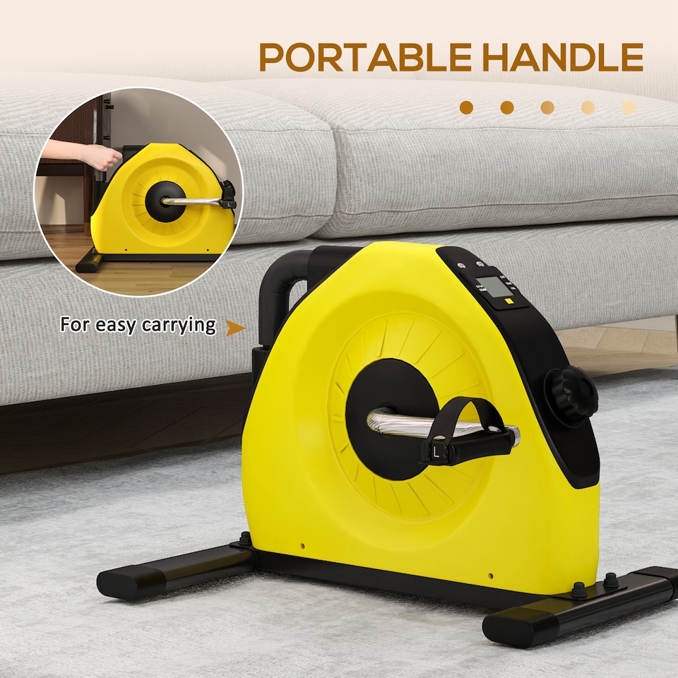 image 1 of SPORTNOW Mini Exercise Bike, Under Desk Bike for Legs, Arms Workout, Yellow