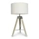 image 4 of ValueLights Clipper Tripod Painted Black Table Lamp with Medium Cream Drum Shade