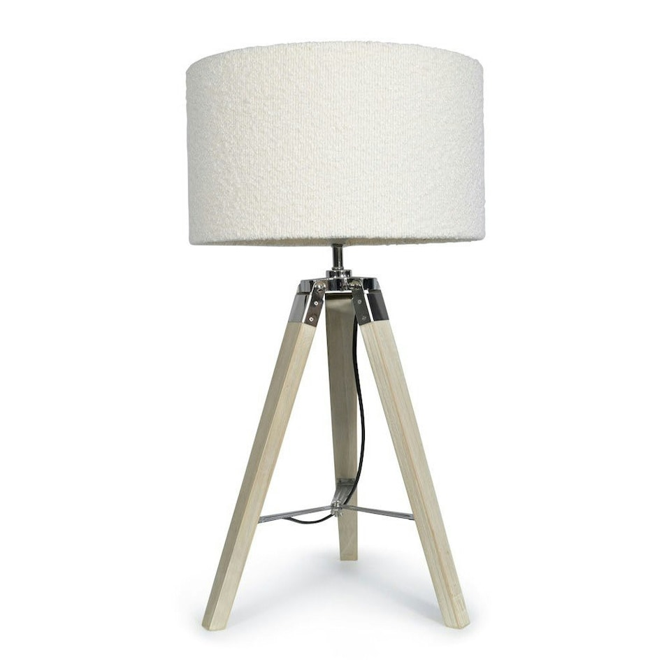 image 1 of ValueLights Clipper Tripod Painted Black Table Lamp with Medium Cream Drum Shade