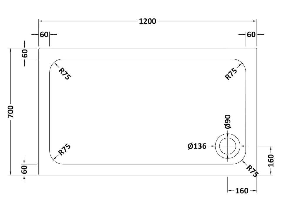 image 1 of Balterley Rectangular Stone Anti-Slip Shower Tray with Corner Waste Position - Balterley | White | White