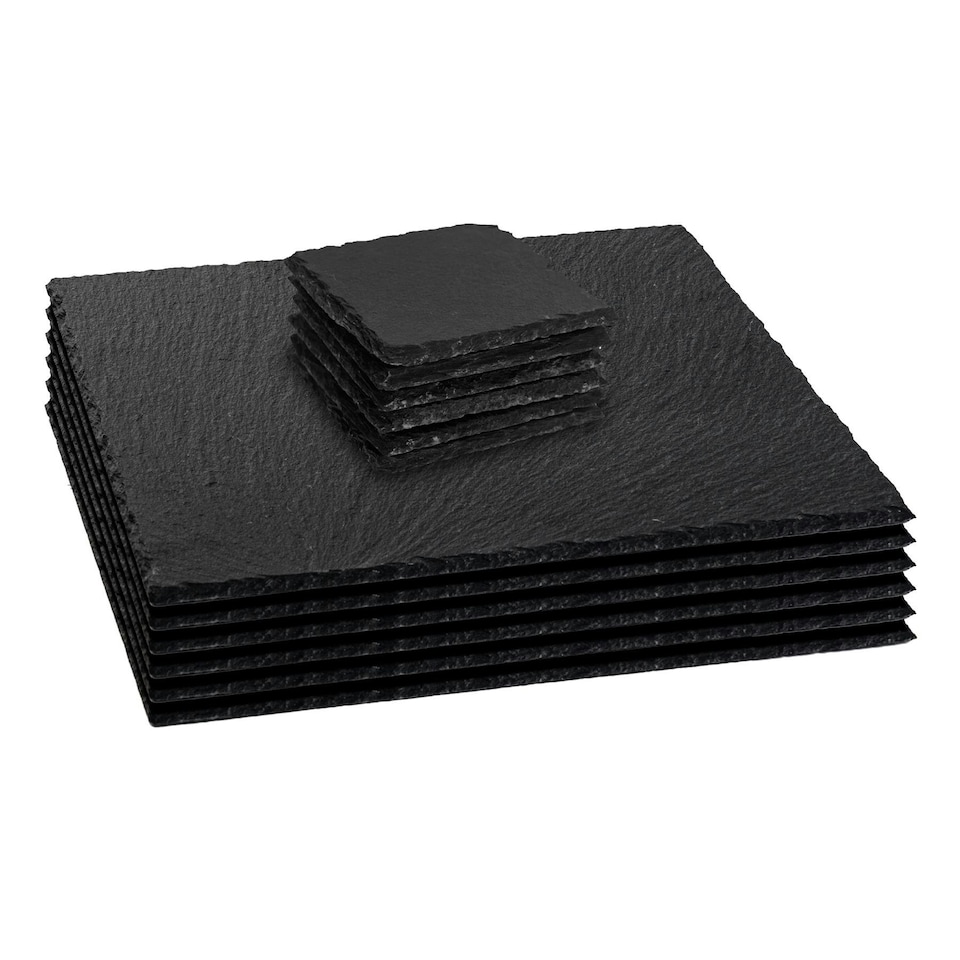 image 1 of Argon Tableware 12 Piece Square Slate Placemats & Coasters Set Multi