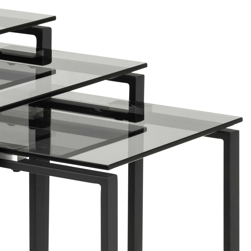 image 1 of Katrine Nest of Tables with Smoked Glass Top Set of 3