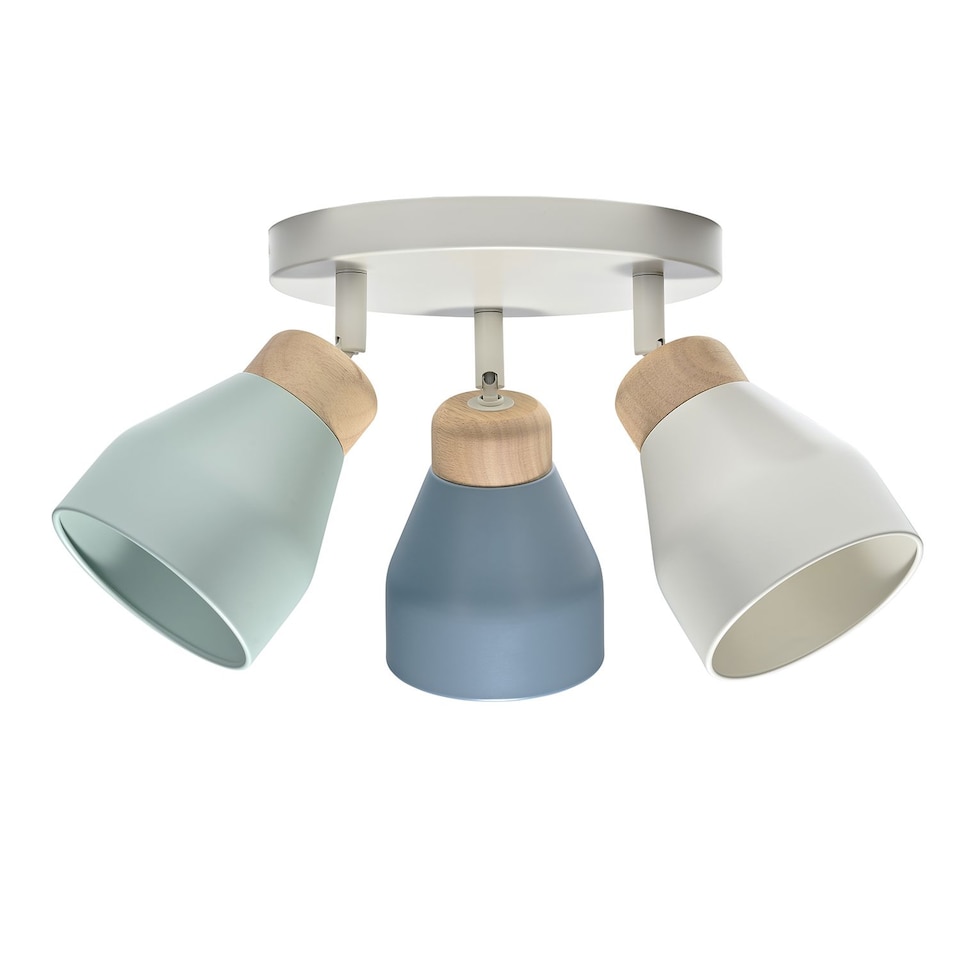 image 1 of Modern Scandinavian Style Spot Ceiling Light in Grey and Dusk and Duck Egg Blue | Multi | Multi-coloured | 1