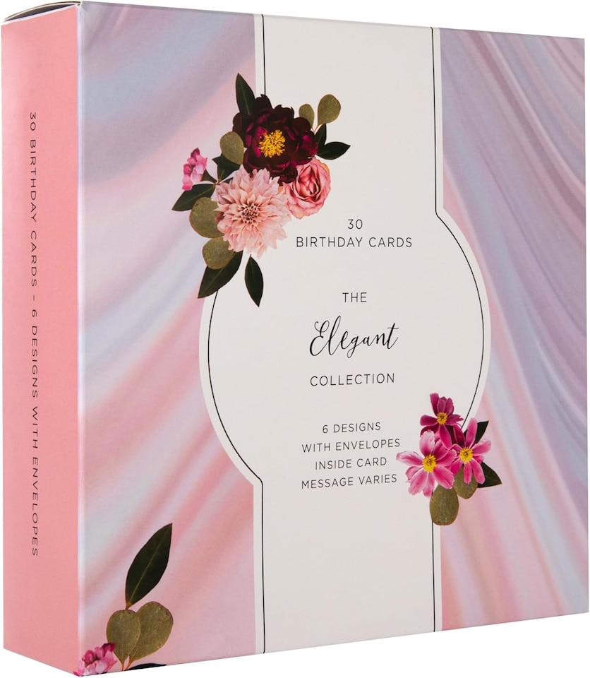 image 1 of Elegant Simple Floral Pack of 30 Birthday Cards