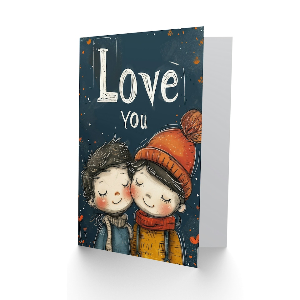 image 1 of Love You Cute Kids Illustration Anniversary Valentines Her Wife Card