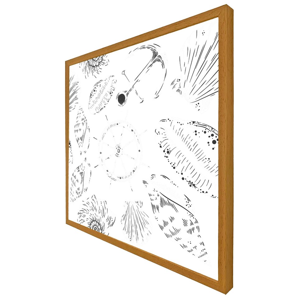 image 1 of Drawn nautical elements (Picture Frame) White | M