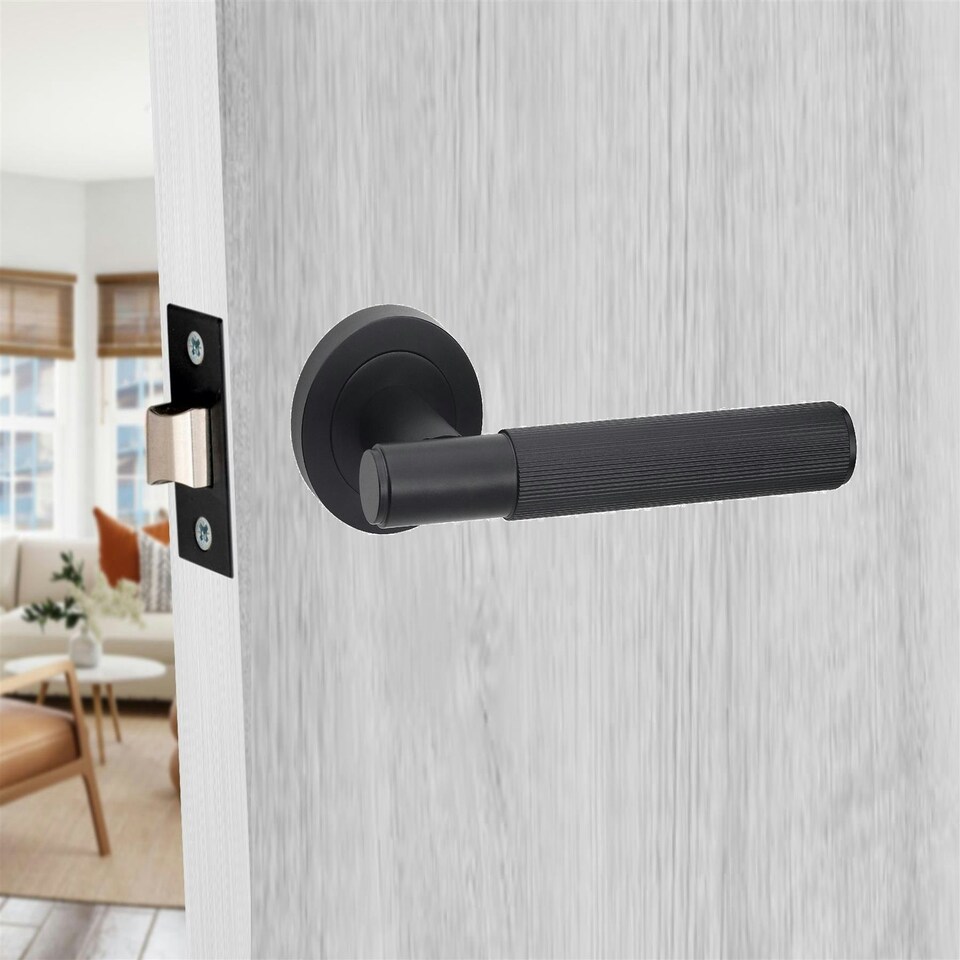 image 1 of Golden Grace 5 Pair Linear T-Bar Door Handles in Matt Black Finish Black