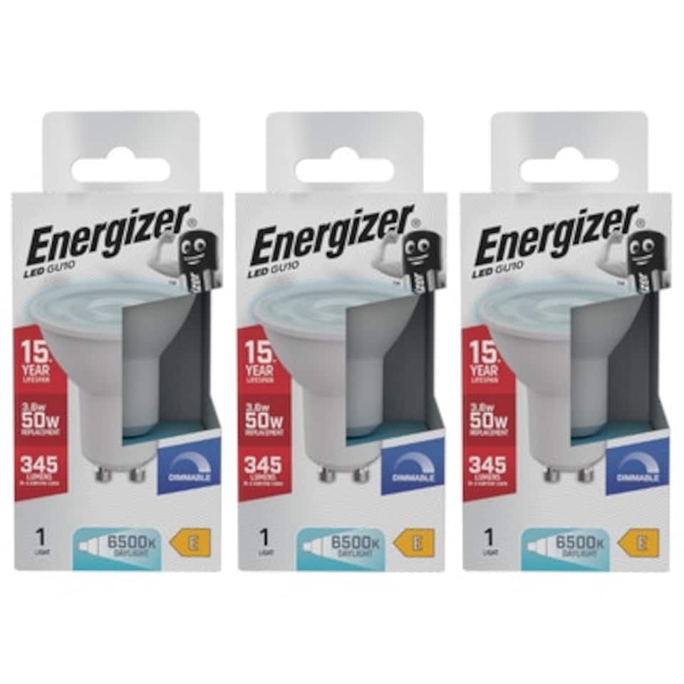 image 1 of Energizer LED GU10 345lm 3.6W 6500K (Daylight) Dimmable Light Bulb - Pack of 3