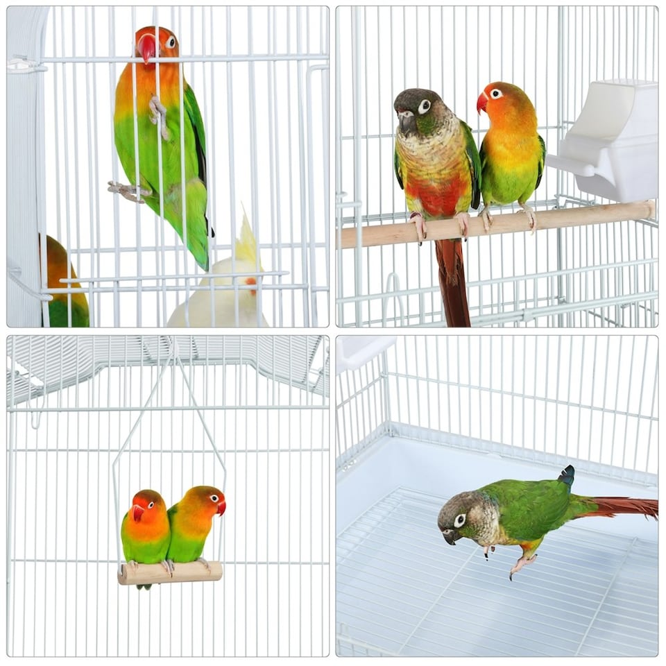 image 1 of Yaheetech 104.5 cm Tall Open Top Metal Birdcage Parrot Cage White