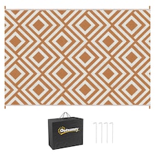 Outsunny Reversible Waterproof Outdoor Rug W Carry Bag, 182 x 274 cm | Brown | Brown | 182 x 274 x 0.3cm